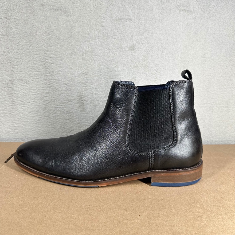 Modern Fiction Poetry Chelsea Boots Mens 10.5 Black Leather Ankle Dress Shoes
